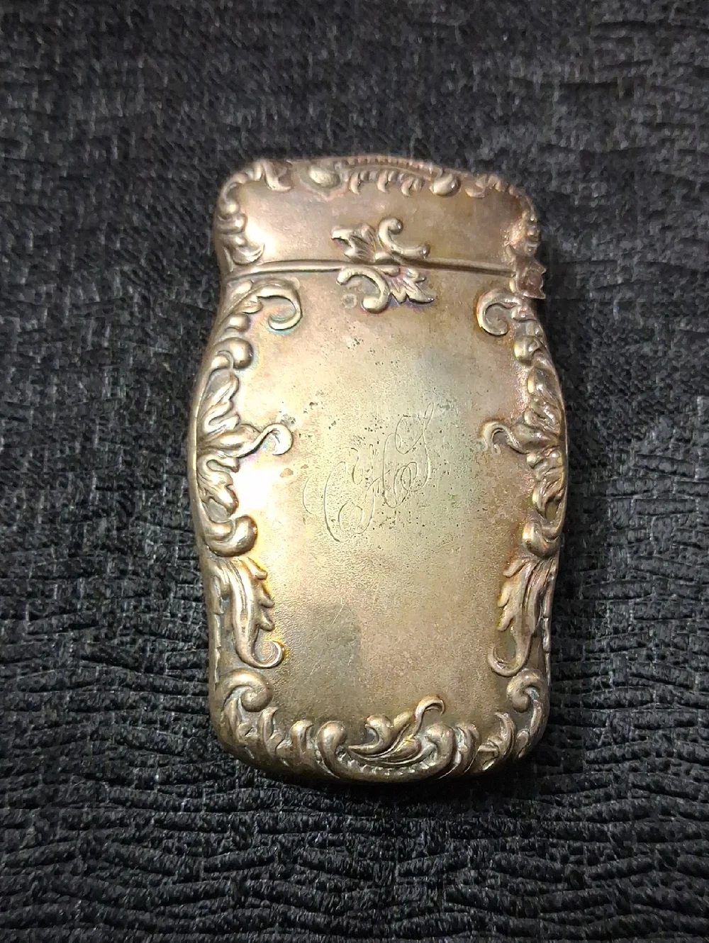 Ornate Silver-Tone Men’s Card & Key Case